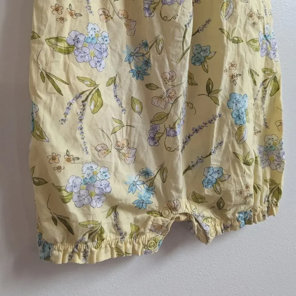 Vtg Gymboree Bubble Romper 2T Girls Yellow Floral Dainty Cottagecore